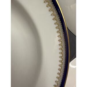 Antique Set of 3 Frank Haviland Limoges Bowl Plates Blue & Gold France 9.25 Inch